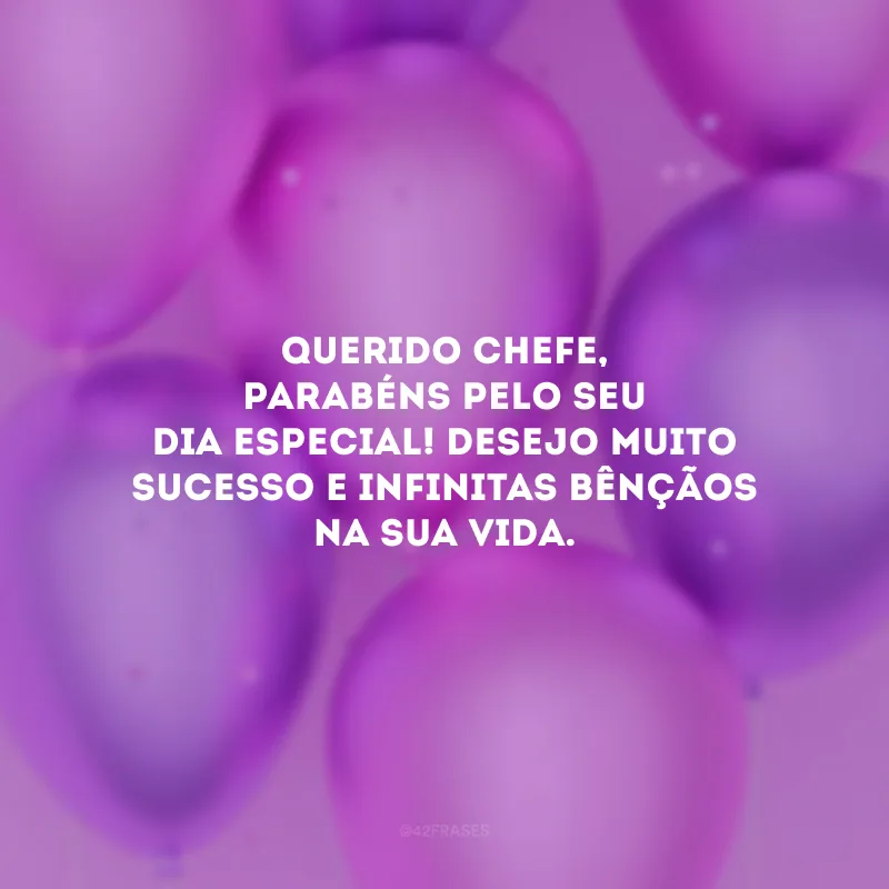 Querido chefe, parabéns pelo seu dia especial! Desejo muito sucesso e infinitas bênçãos na sua vida.