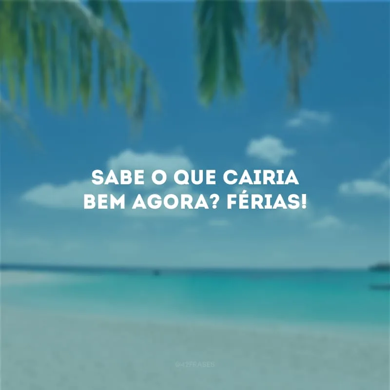 Sabe o que cairia bem agora? Férias!