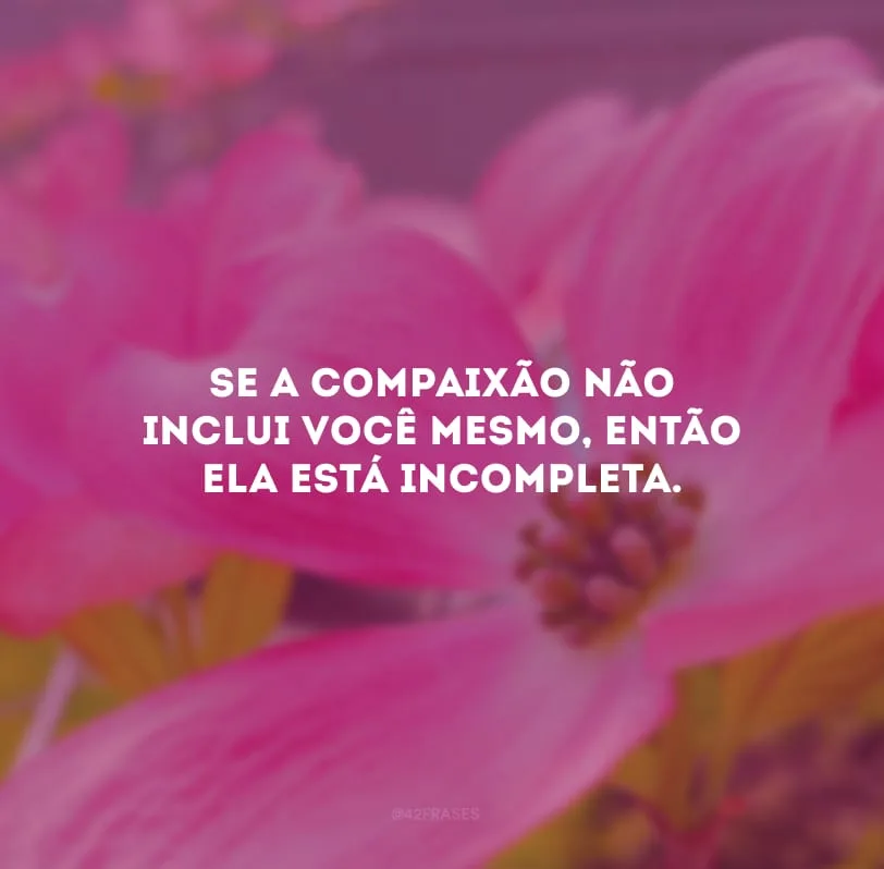 Se a compaixão não inclui você mesmo, então ela está incompleta. 