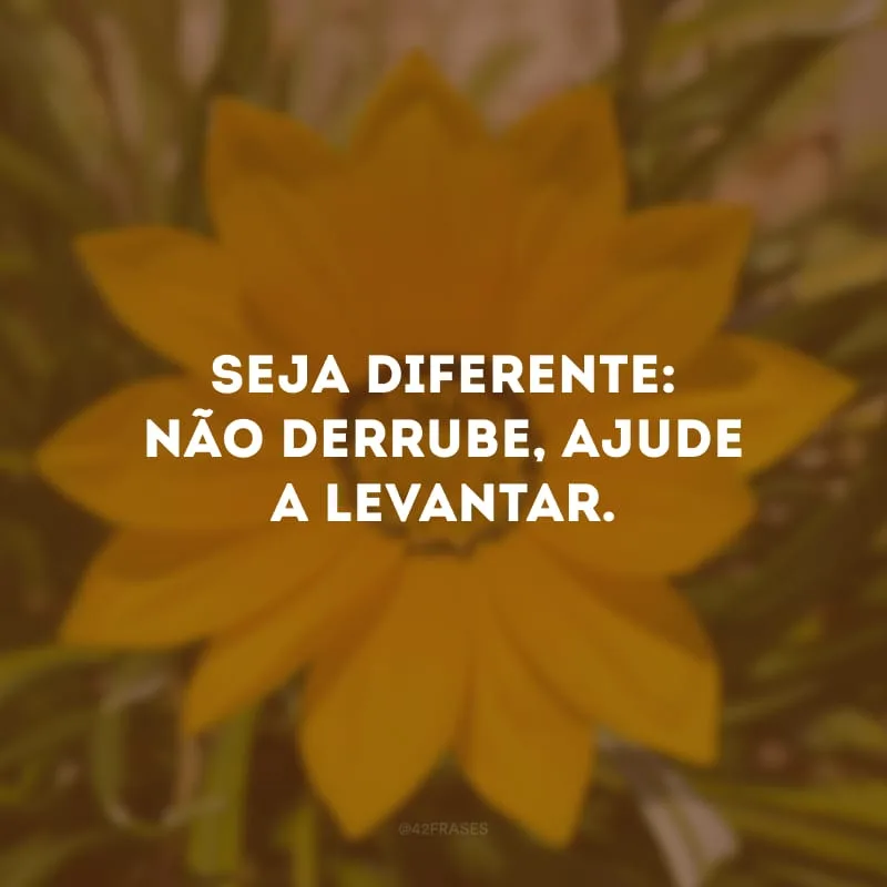 Seja diferente: não derrube, ajude a levantar. 