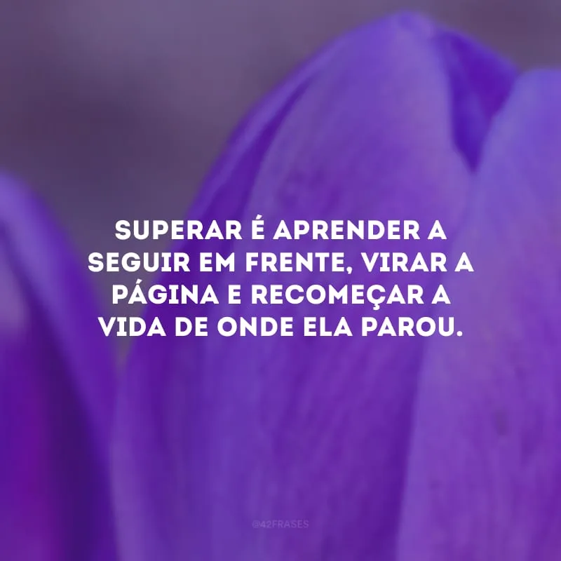 Superar é aprender a seguir em frente, virar a página e recomeçar a vida de onde ela parou.
