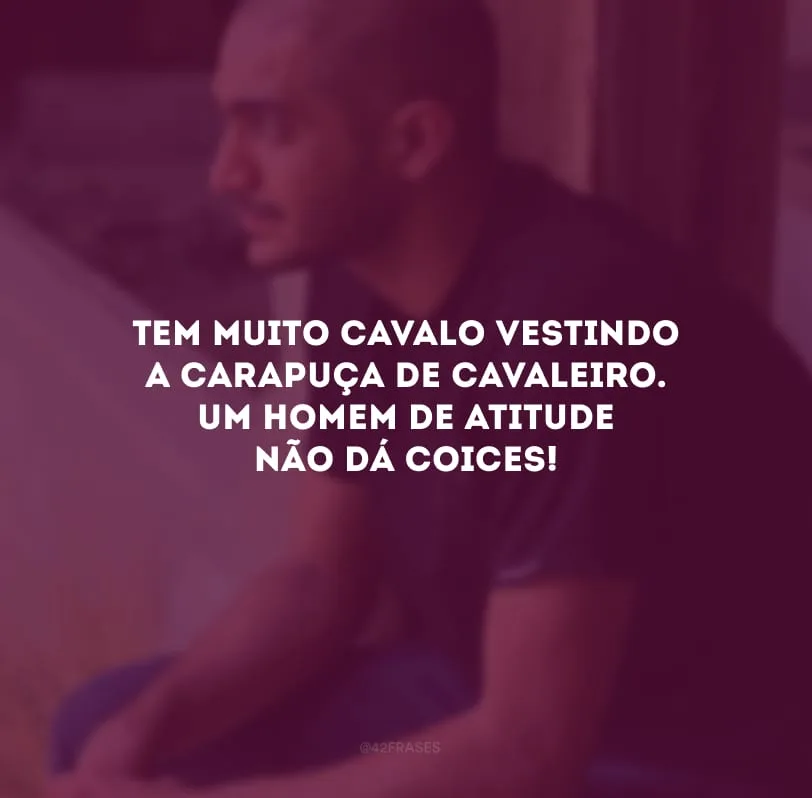 Tem muito cavalo vestindo a carapuça de cavaleiro. Um homem de atitude não dá coices!