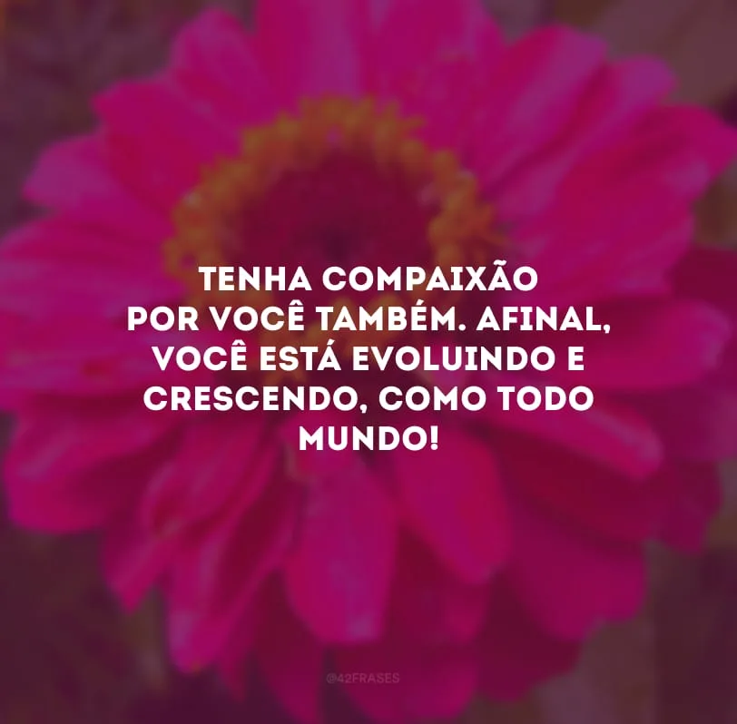 Tenha compaixão por você também. Afinal, você está evoluindo e crescendo, como todo mundo! 