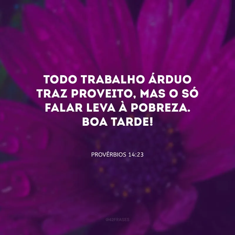 Todo trabalho árduo traz proveito, mas o só falar leva à pobreza. Boa tarde!
