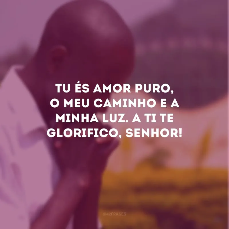 Tu és amor puro, o meu caminho e a minha luz. A Ti te glorifico, Senhor!
