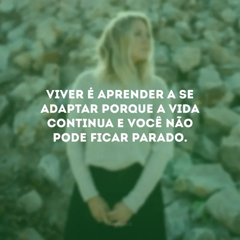 Viver é aprender a se adaptar porque a vida continua e você não pode ficar parado.