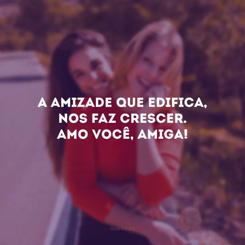 A amizade que edifica, nos faz crescer. Amo você, amiga!