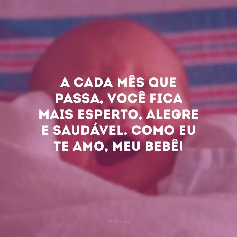 A cada mês que passa, você fica mais esperto, alegre e saudável. Como eu te amo, meu bebê!