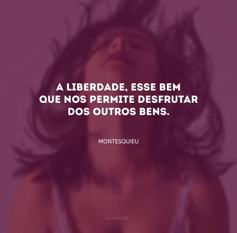 A liberdade, esse bem que nos permite desfrutar dos outros bens.