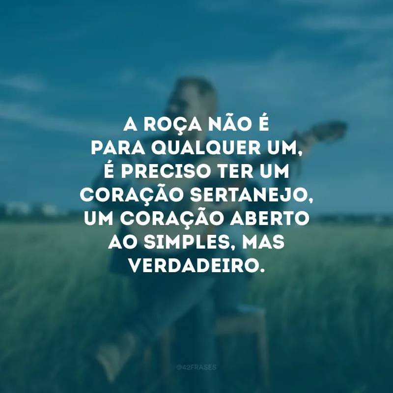 A roça não é para qualquer um, é preciso ter um coração sertanejo, um coração aberto ao simples, mas verdadeiro.