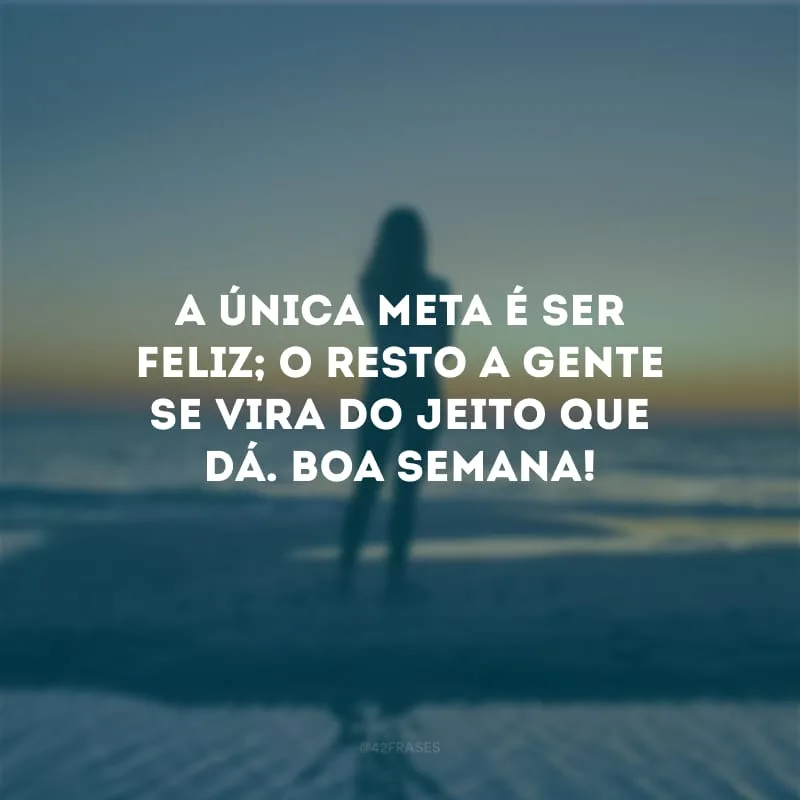 A única meta é ser feliz; o resto a gente se vira do jeito que dá. Boa semana!