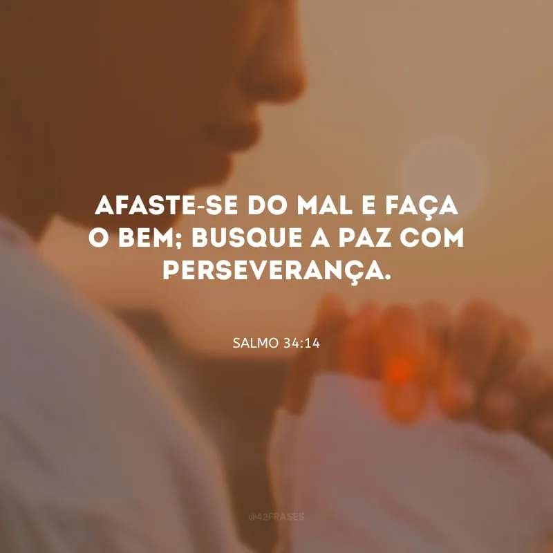Afaste-se do mal e faça o bem; busque a paz com perseverança.