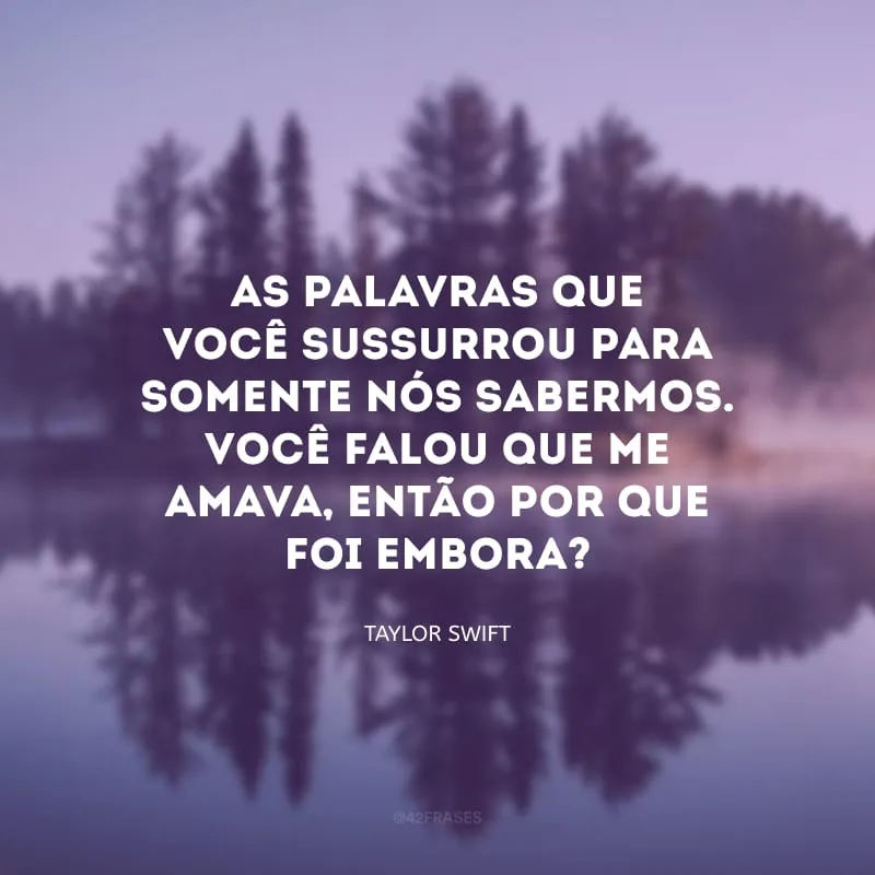 As palavras que você sussurrou para somente nós sabermos. Você falou que me amava, então por que foi embora?