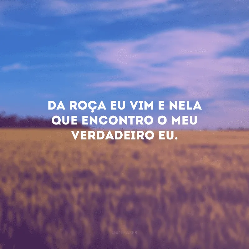 Da roça eu vim e nela que encontro o meu verdadeiro eu.