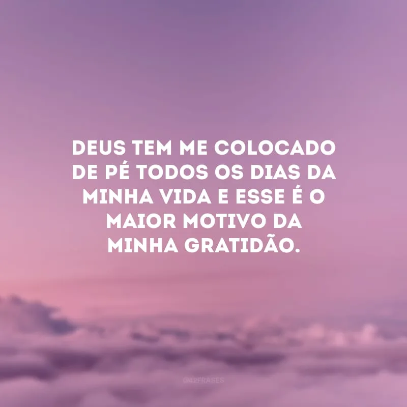 Deus tem me colocado de pé todos os dias da minha vida e esse é o maior motivo da minha gratidão. 