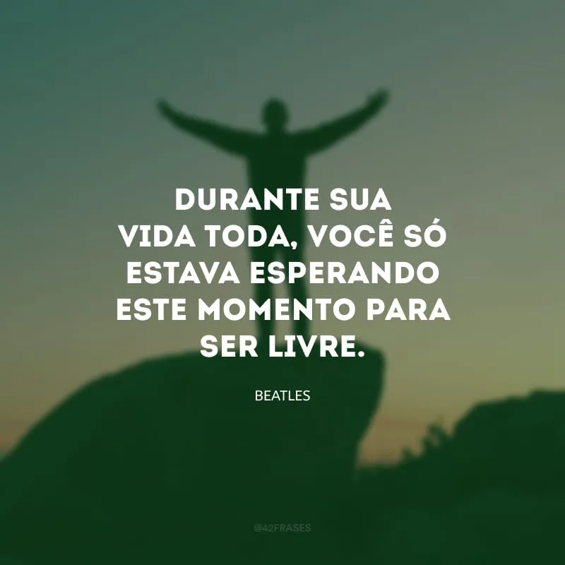 Durante sua vida toda, você só estava esperando este momento para ser livre.