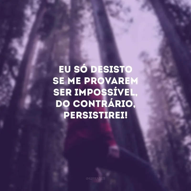 Eu só desisto se me provarem ser impossível, do contrário, persistirei!