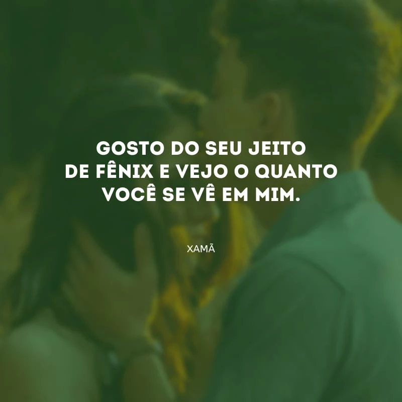 Gosto do seu jeito de Fênix e vejo o quanto você se vê em mim.