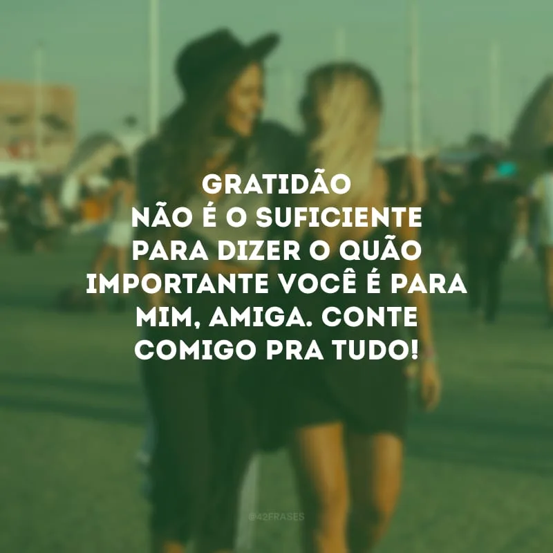 Gratidão não é o suficiente para dizer o quão importante você é para mim, amiga. Conte comigo pra tudo!