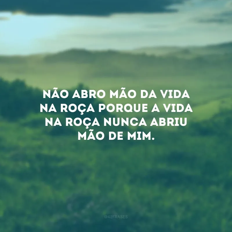 Não abro mão da vida na roça porque a vida na roça nunca abriu mão de mim.
