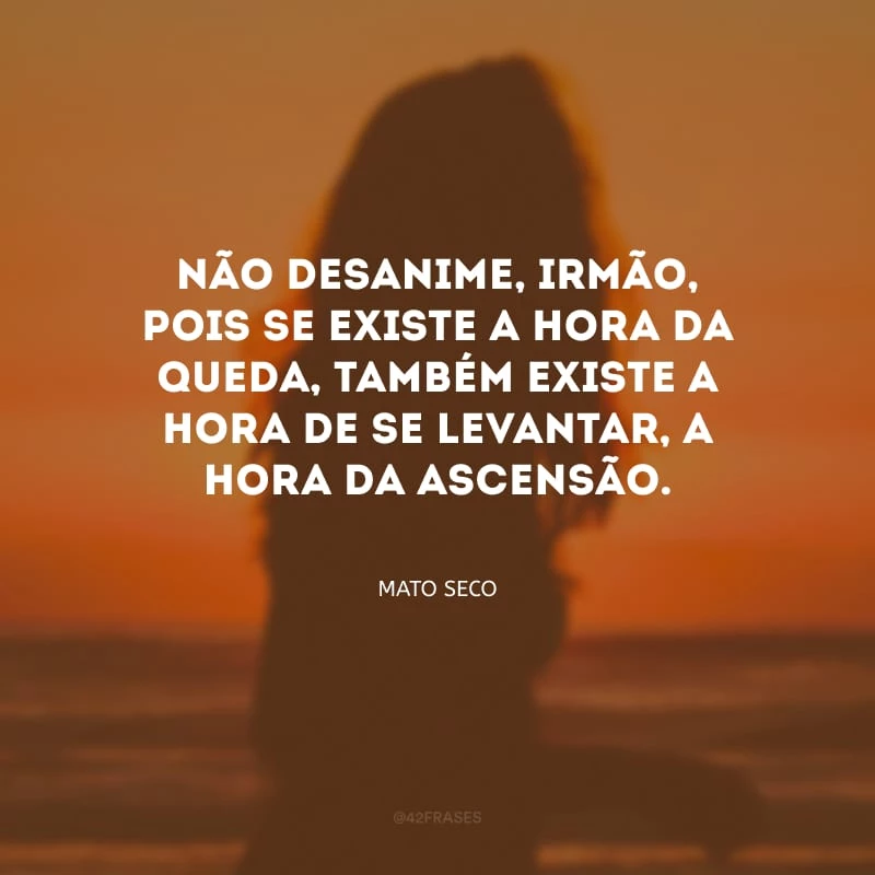 Não desanime, irmão, pois se existe a hora da queda, também existe a hora de se levantar, a hora da ascensão.