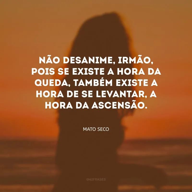 Não desanime, irmão, pois se existe a hora da queda, também existe a hora de se levantar, a hora da ascensão.