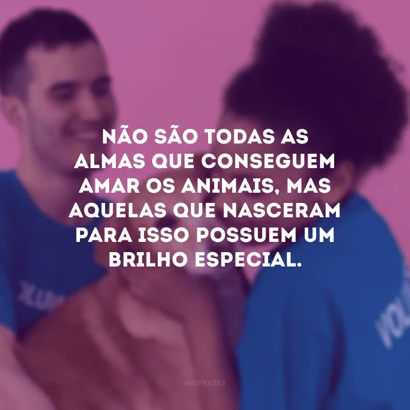 Não são todas as almas que conseguem amar os animais, mas aquelas que nasceram para isso possuem um brilho especial. 