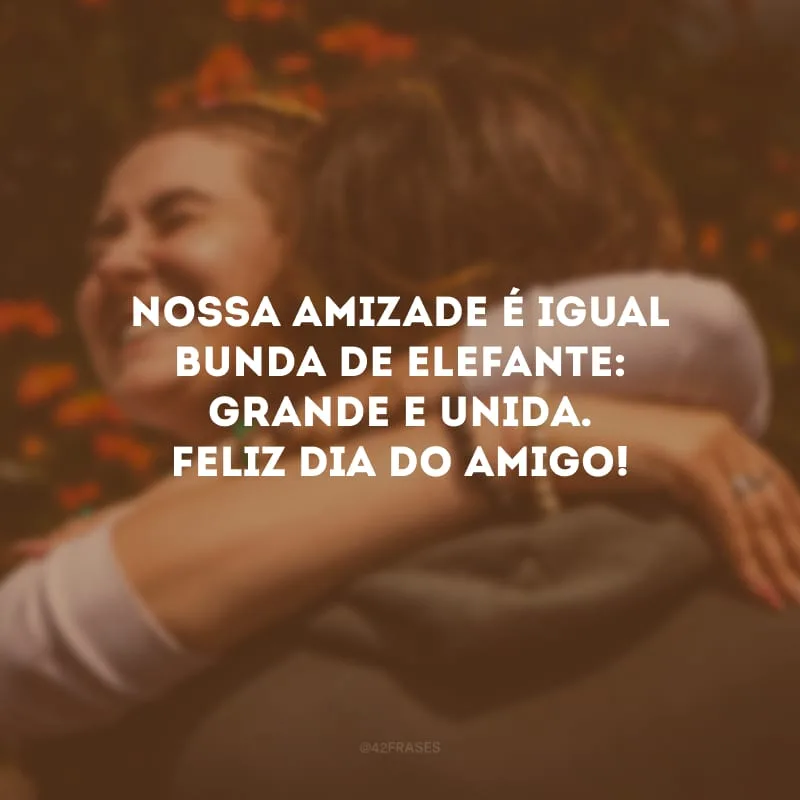 Nossa amizade é igual bunda de elefante: grande e unida. Feliz Dia do Amigo! 