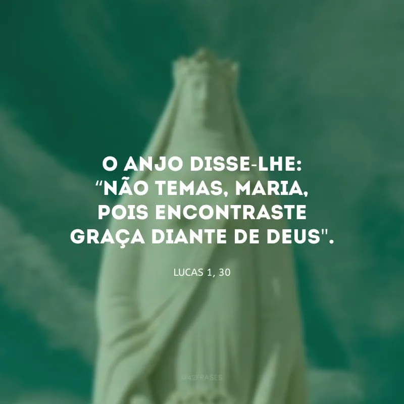 O anjo disse-lhe: “Não temas, Maria, pois encontraste graça diante de Deus\". 