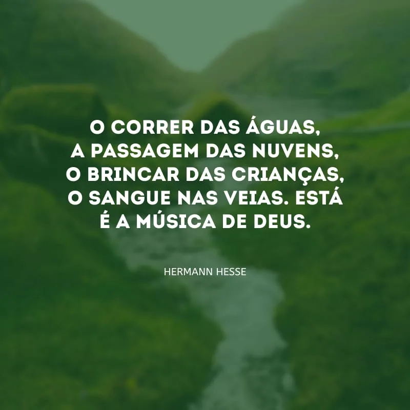 O correr das águas, a passagem das nuvens, o brincar das crianças, o sangue nas veias. Está é a música de Deus.