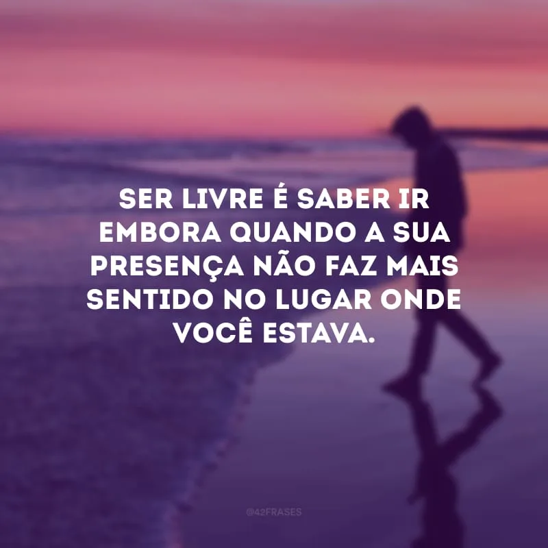 Ser livre é saber ir embora quando a sua presença não faz mais sentido no lugar onde você estava.