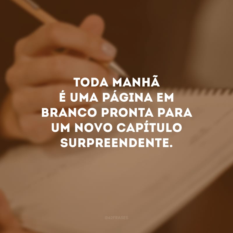 Toda manhã é uma página em branco pronta para um novo capítulo surpreendente. 