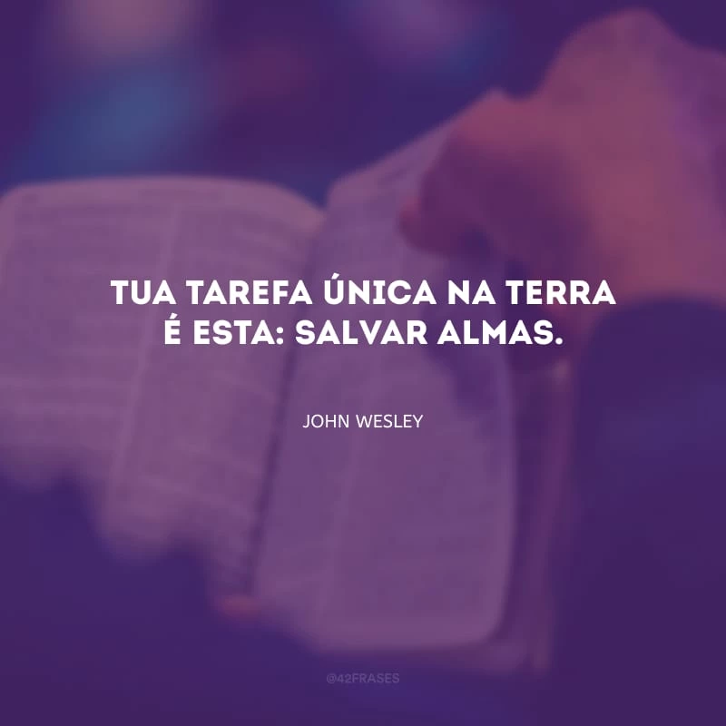 Tua tarefa única na terra é esta: salvar almas.