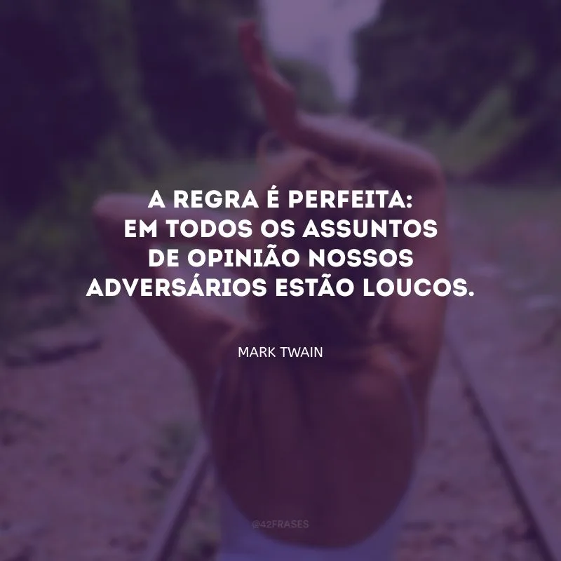 A regra é perfeita: em todos os assuntos de opinião nossos adversários estão loucos.