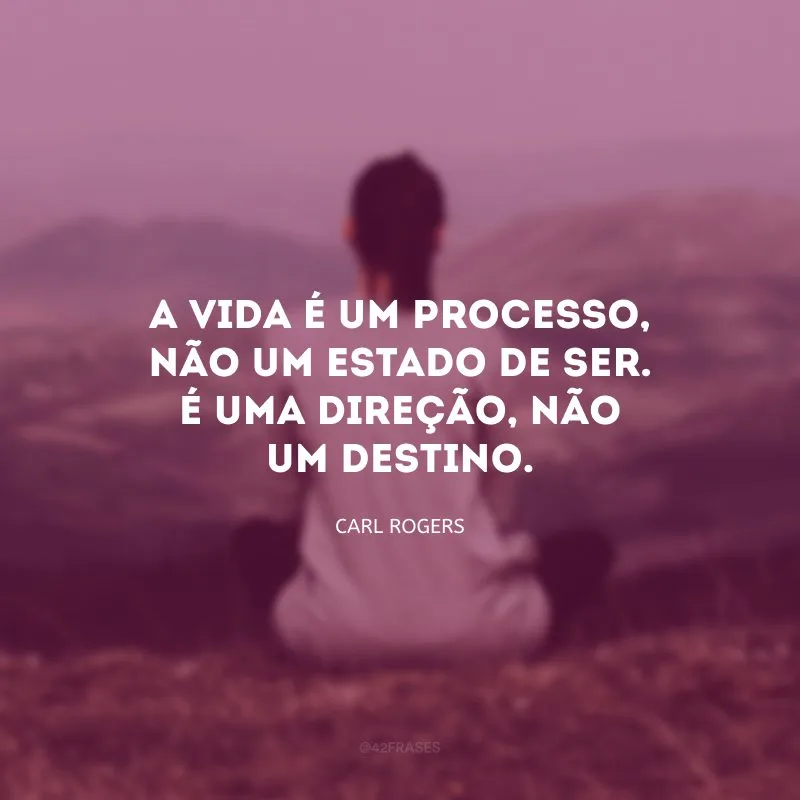 A vida é um processo, não um estado de ser. É uma direção, não um destino.