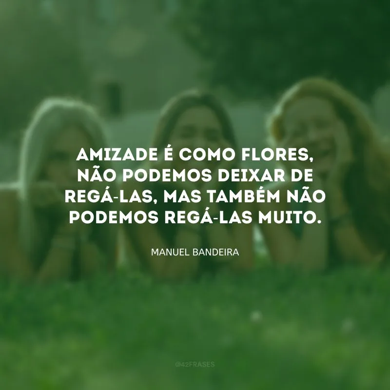 Amizade é como flores, não podemos deixar de regá-las, mas também não podemos regá-las muito.