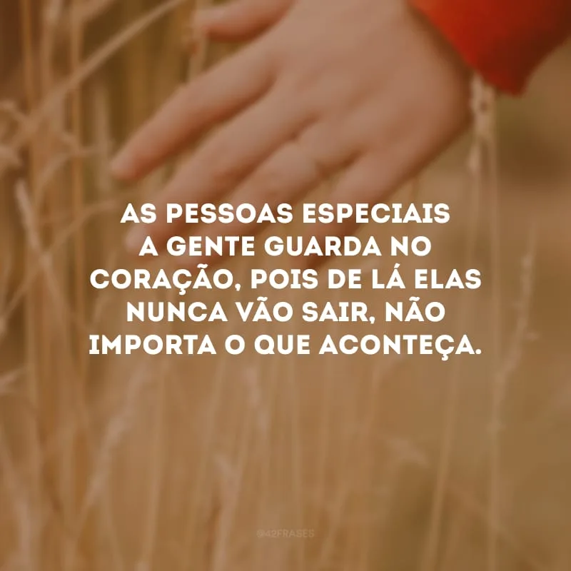 As pessoas especiais a gente guarda no coração, pois de lá elas nunca vão sair, não importa o que aconteça. 