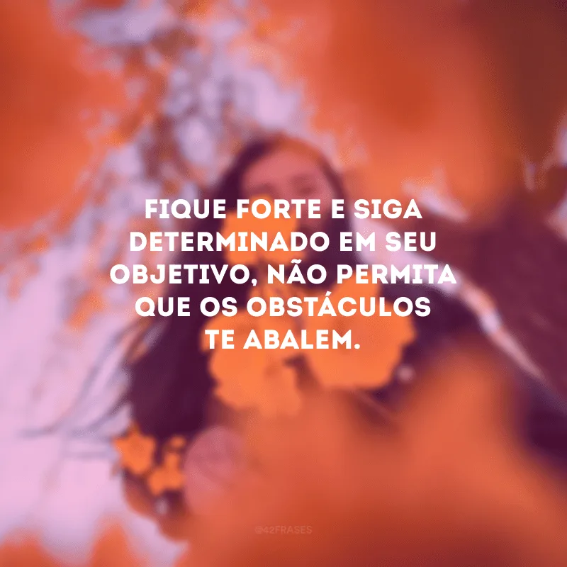 Fique forte e siga determinado em seu objetivo, não permita que os obstáculos te abalem.