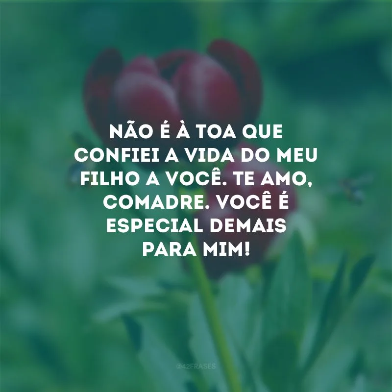 Não é à toa que confiei a vida do meu filho a você. Te amo, comadre. Você é especial demais para mim!