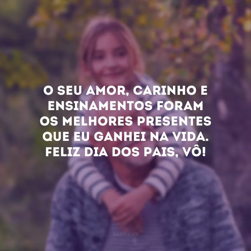 O seu amor, carinho e ensinamentos foram os melhores presentes que eu ganhei na vida. Feliz Dia dos Pais, vô!