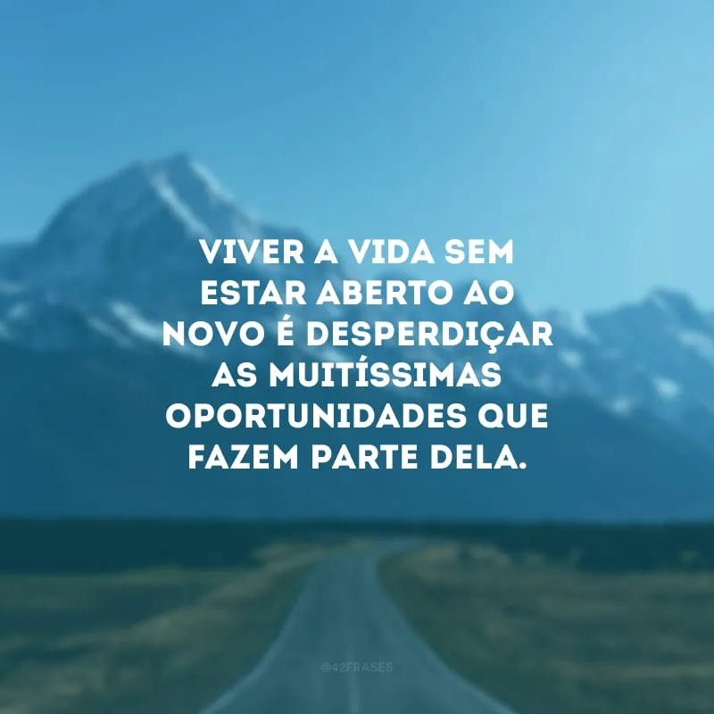 Viver a vida sem estar aberto ao novo é desperdiçar as muitíssimas oportunidades que fazem parte dela.