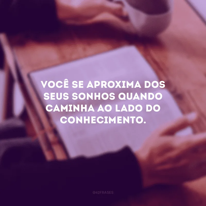 Você se aproxima dos seus sonhos quando caminha ao lado do conhecimento.