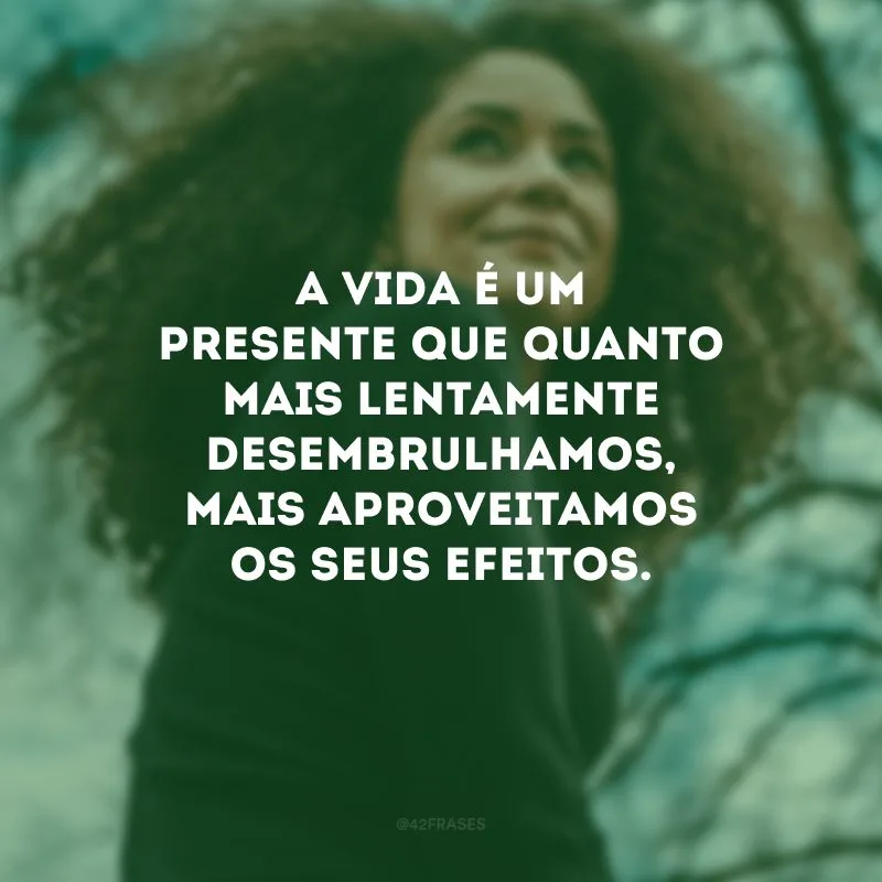 A vida é um presente que quanto mais lentamente desembrulhamos, mais aproveitamos os seus efeitos.
