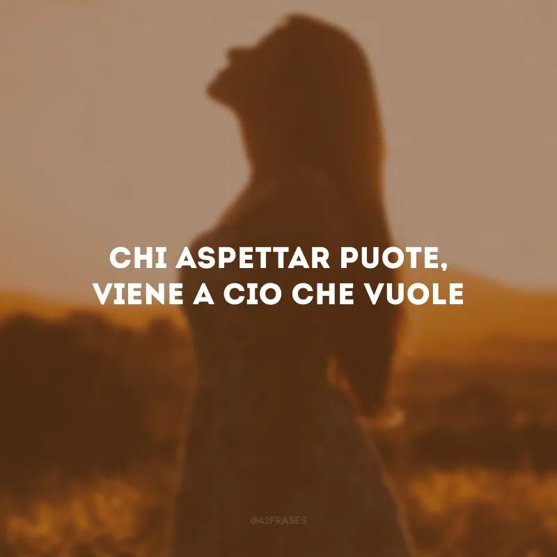 Chi aspettar puote, viene a cio che vuole. (Quem pode esperar, acabará por chegar.)