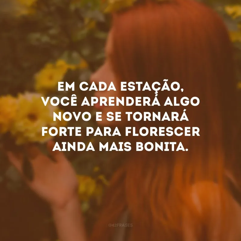 Em cada estação, você aprenderá algo novo e se tornará forte para florescer ainda mais bonita.