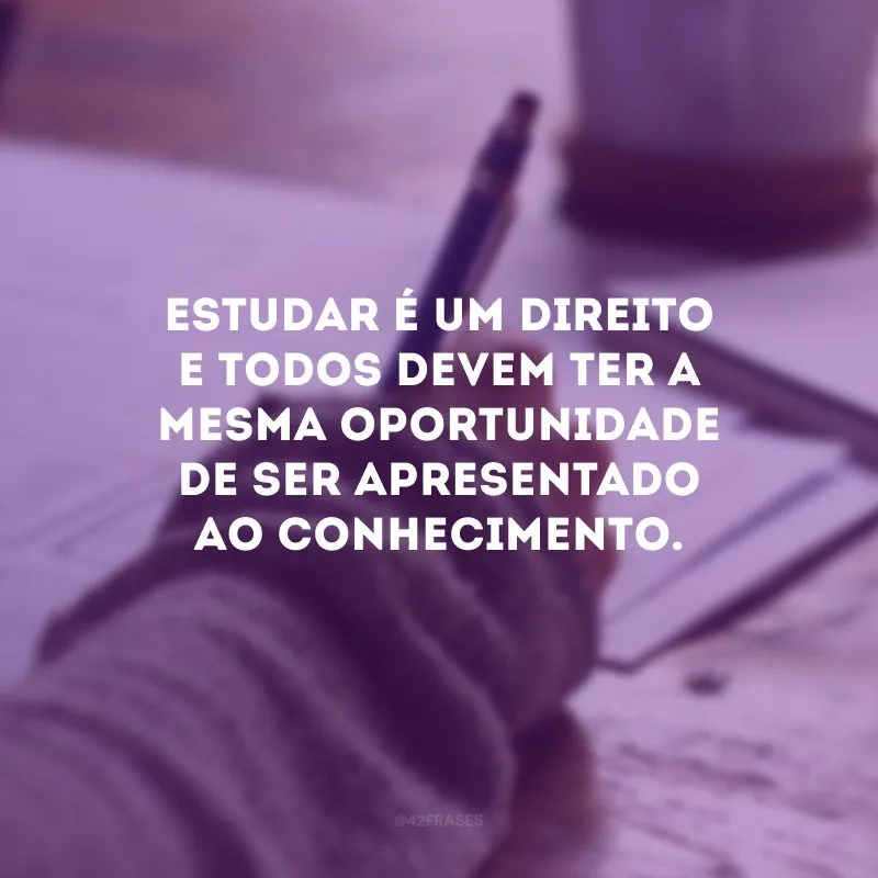 Estudar é um direito e todos devem ter a mesma oportunidade de ser apresentado ao conhecimento.