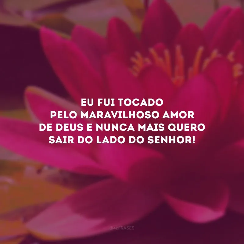 Eu fui tocado pelo maravilhoso amor de Deus e nunca mais quero sair do lado do Senhor!