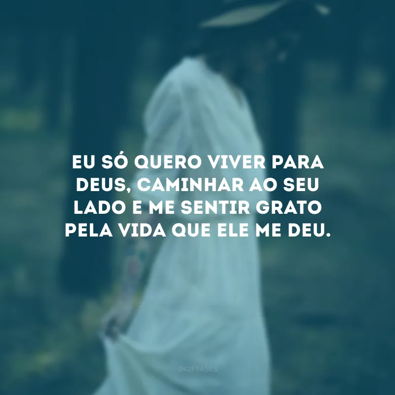 Eu só quero viver para Deus, caminhar ao Seu lado e me sentir grato pela vida que Ele me deu.