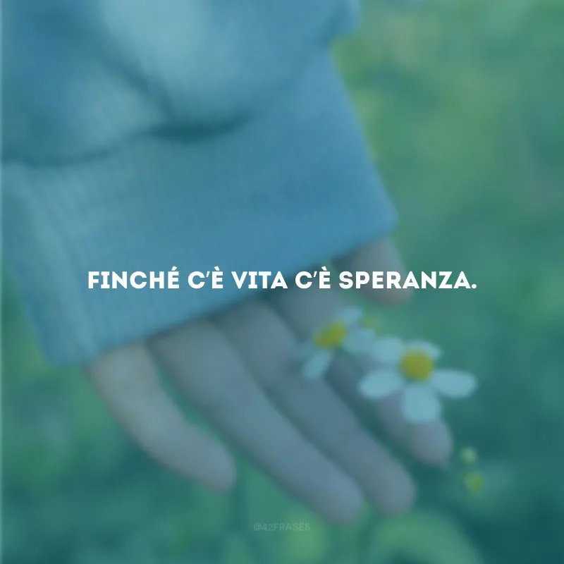 Finché c’è vita c’è speranza. (Enquanto houver vida, há esperança.)