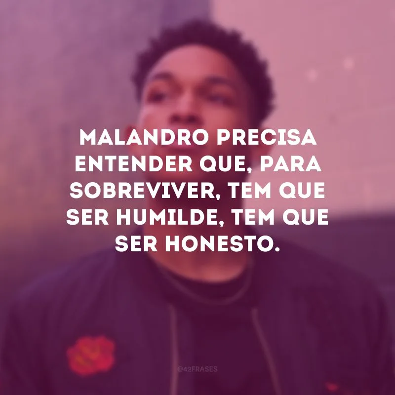 Malandro precisa entender que, para sobreviver, tem que ser humilde, tem que ser honesto.